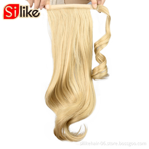 Clip In Ponytail Hair Extension Heat Resistant Synthetic Natural Wave Pony Tail  20" Long Wavy Wrap Around silike Pony TailHair